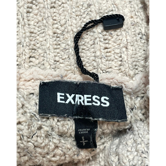 3-FOR-$30 Express Sz S Chunky Knit Pullover Sweater Cowl Neck Ruffle Accent Pink - Picture 8 of 10